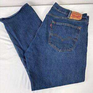 Levi's 501‎ Button Fly Dark Wash Straight Leg Jeans 42x30 (41x29)